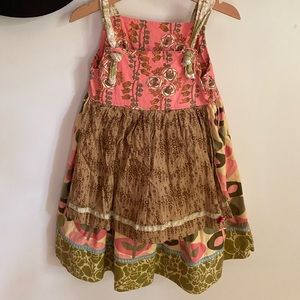 Matilda Jane Pink Floral Apron Dress size 4